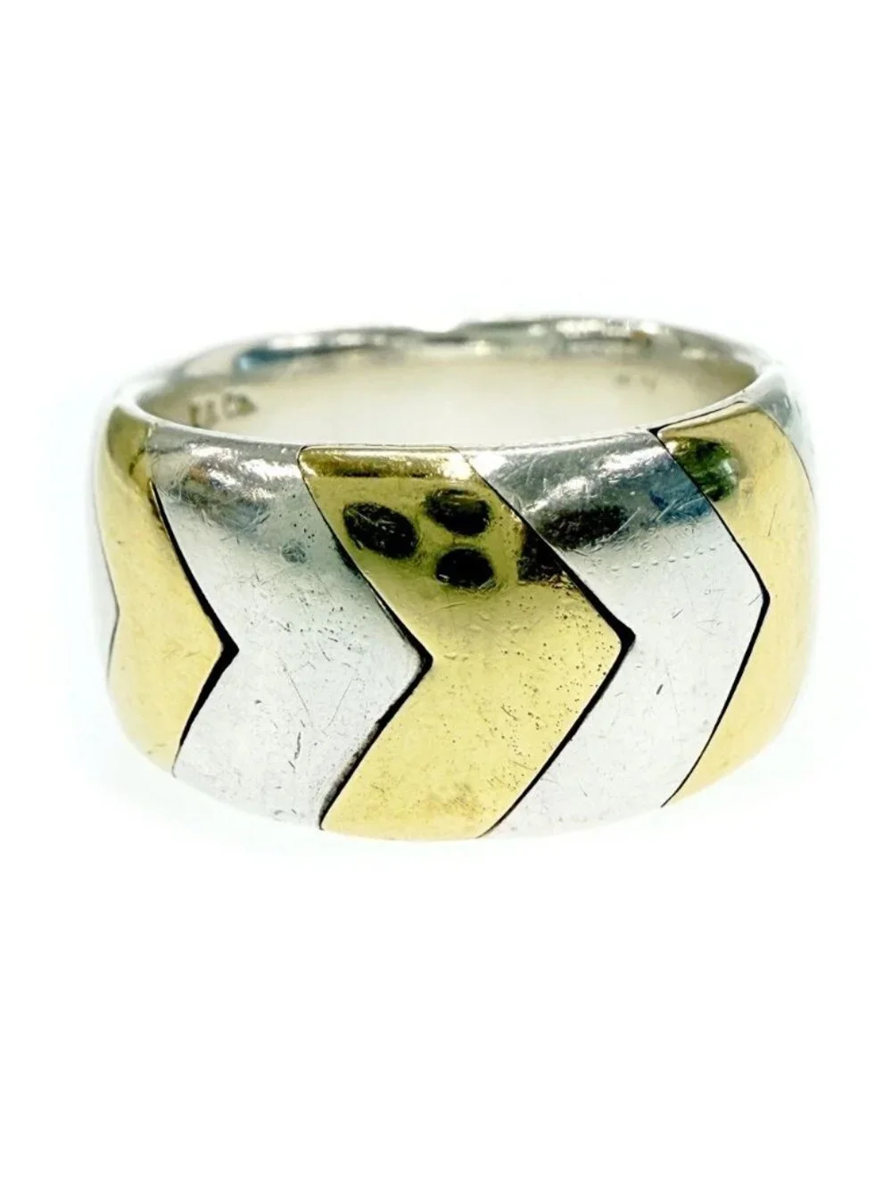 Tiffany & Co Silver Gold Combination Herringbone Ring